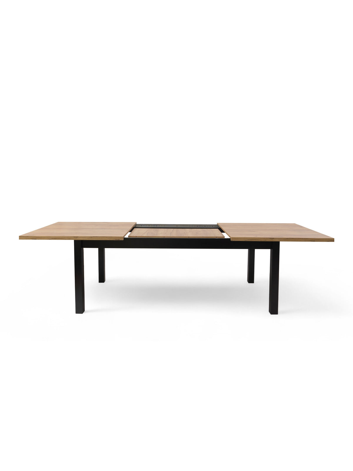 Werona 160-200x90 cm bővíthető asztal wotan tölgy színű lappal és fekete lábakkal, elölnézeti kép