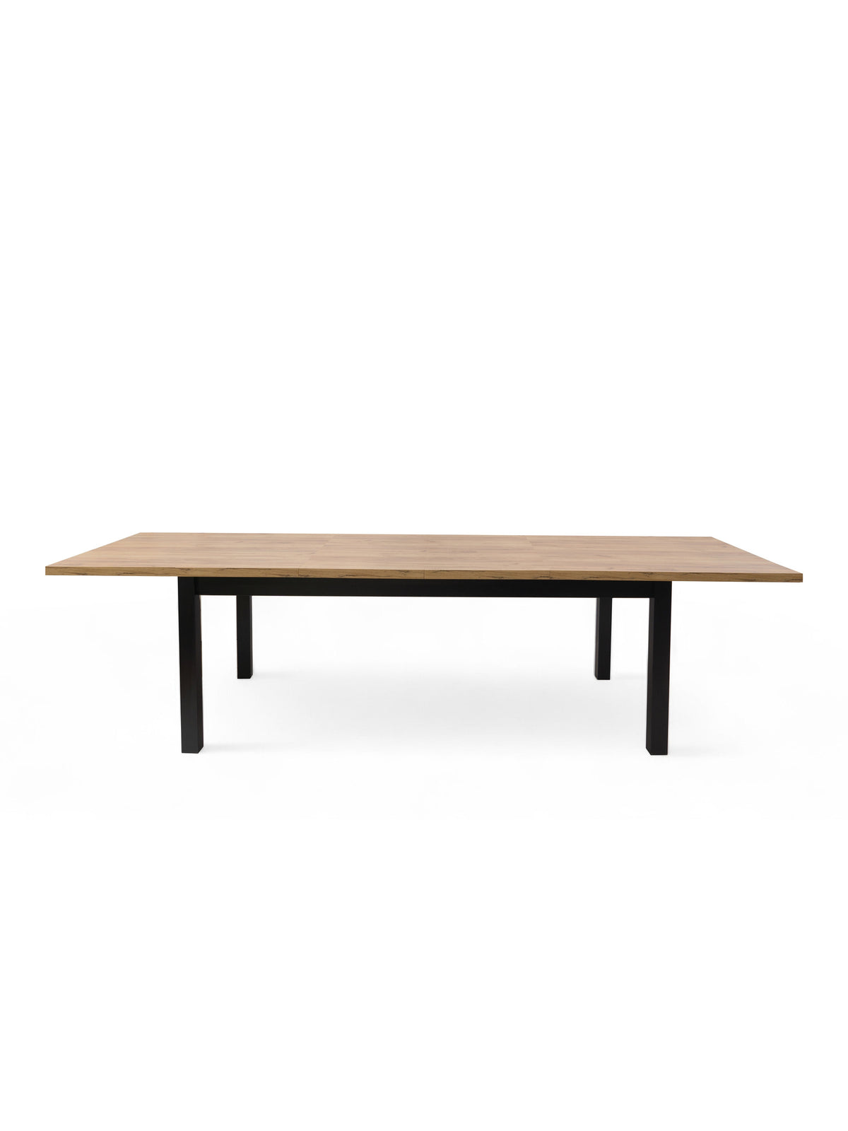 Werona 160-200x90 cm-es kihúzható asztal wotan tölgy színű lappal és fekete tömörfa lábakkal