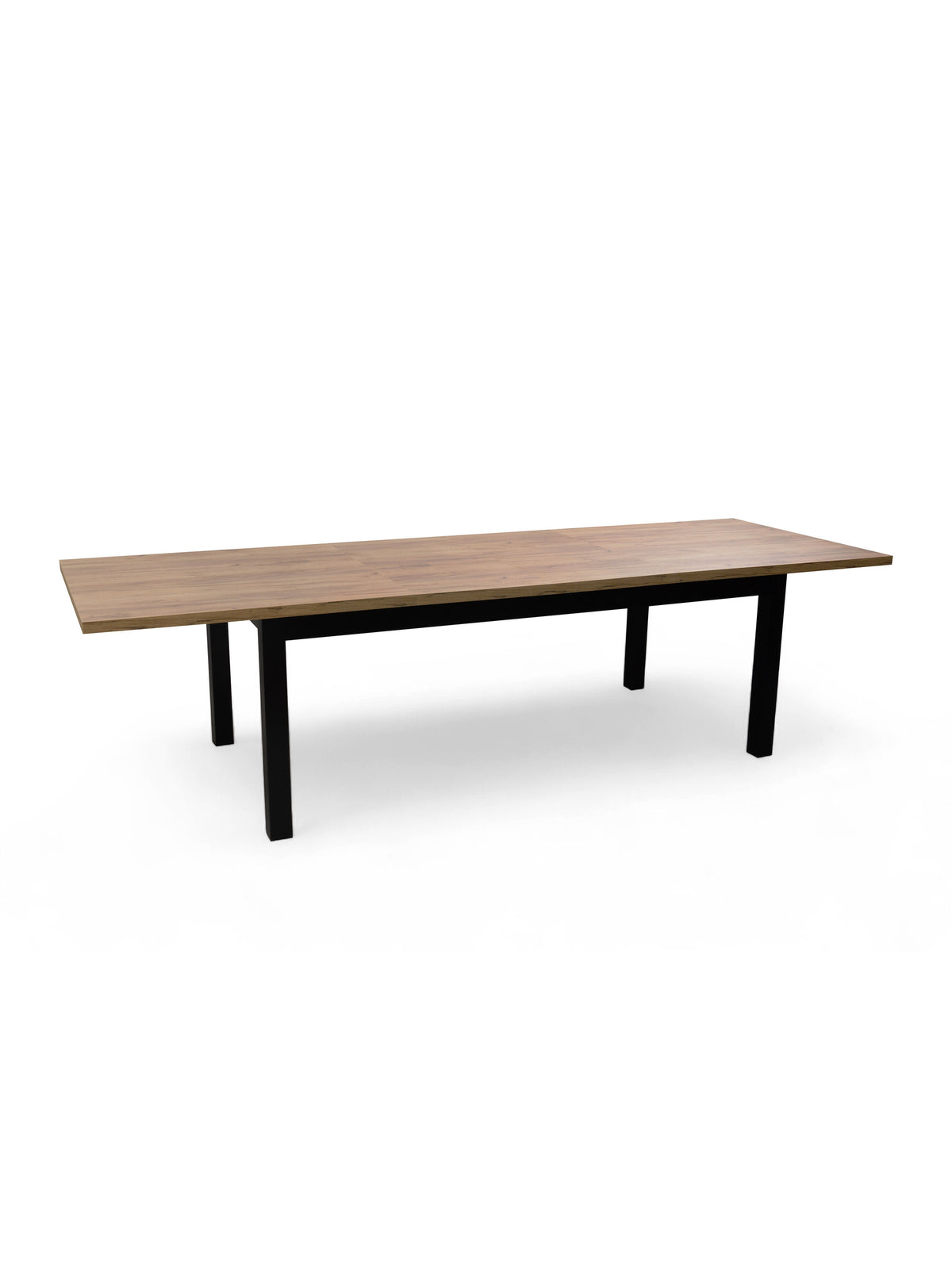 Werona kihúzható asztal 160-200x90 cm wotan tölgy dekor, fekete lábak, oldalnézet