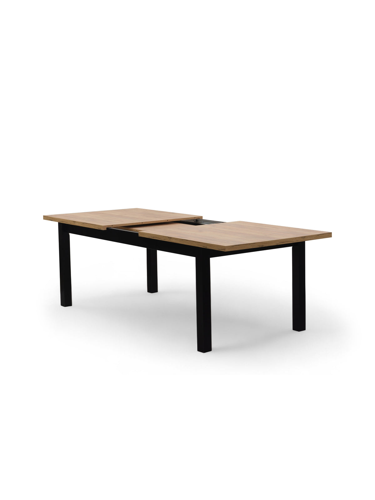 Werona 160-200x90 cm bővíthető asztal wotan tölgy fekete lábakkal oldalnézet
