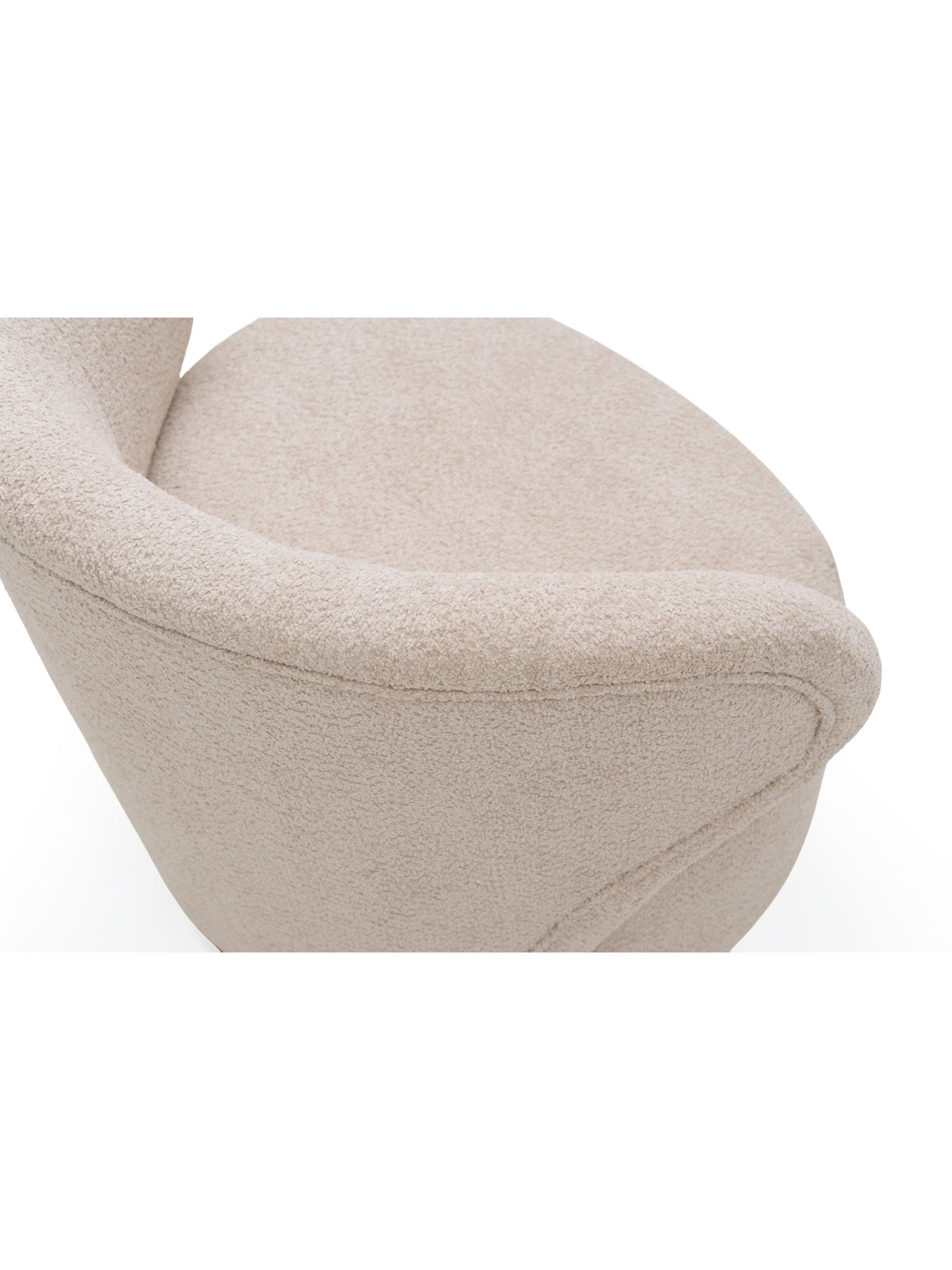 Cocoon fotel bézs boucle Catch Me 02 anyaggal, ívelt háttámlával