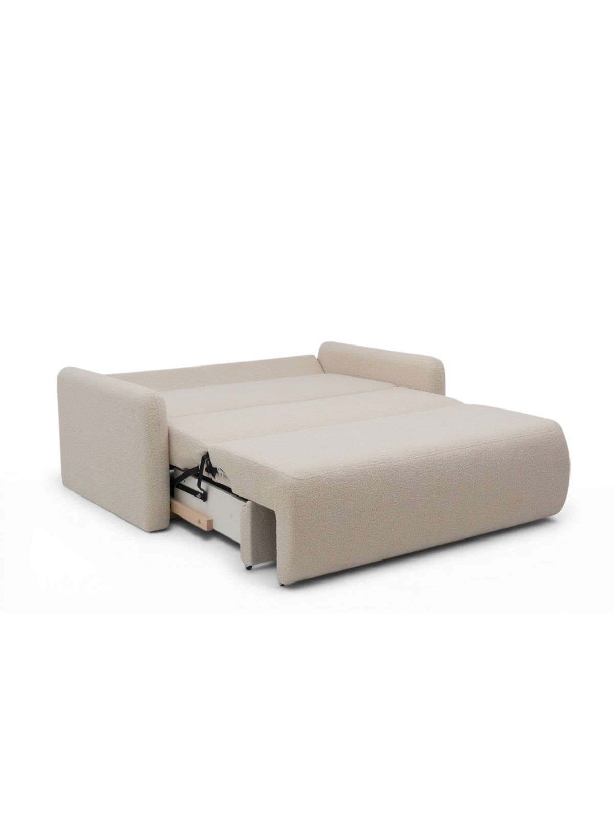 Beige színű Nido háromszemélyes kihúzható kanapé 140 cm-es fekvőfelülettel és tárolóval