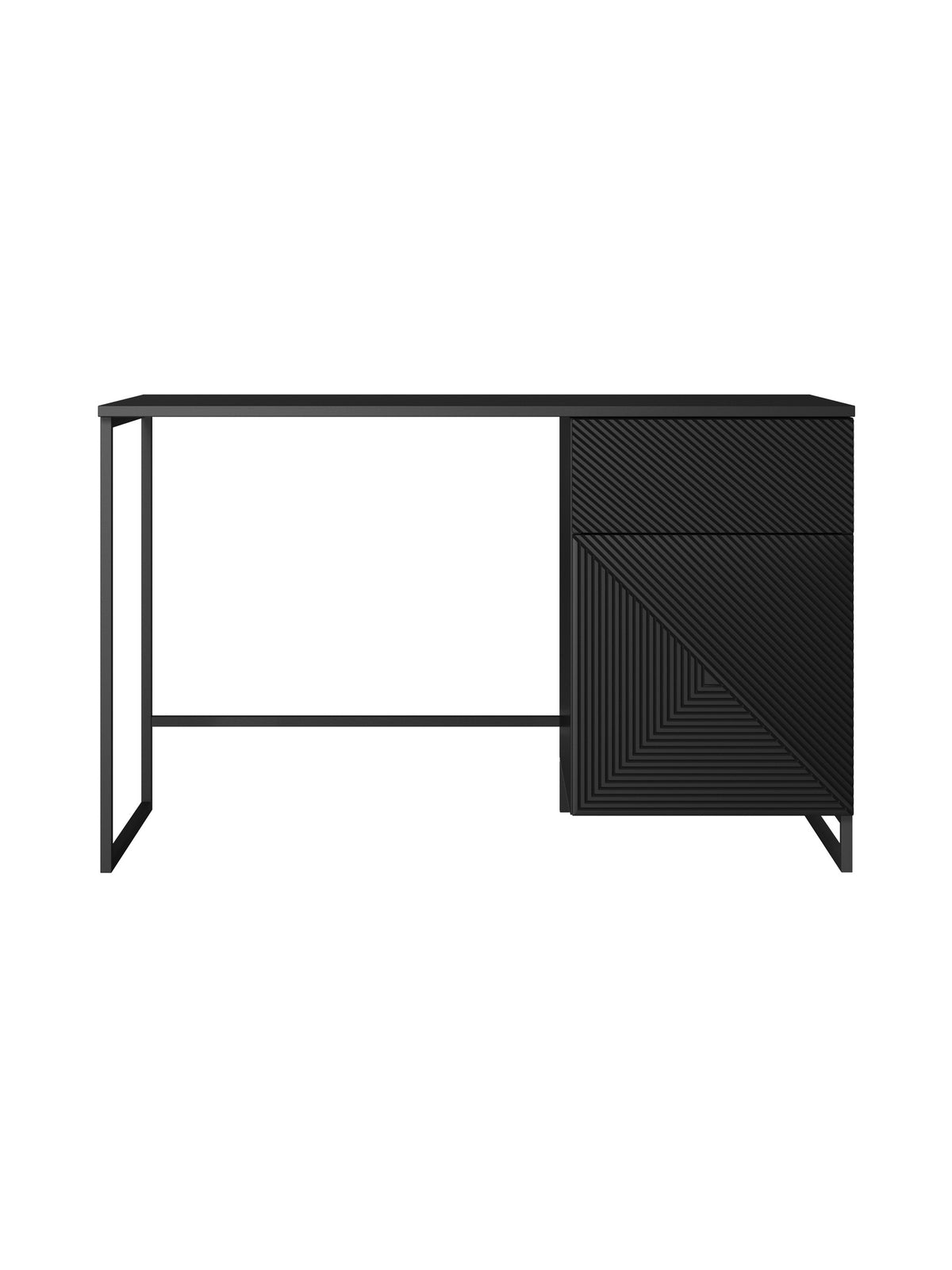 íroasztal Asha 120 cm z szuflada - matt fekete / fekete stelaz