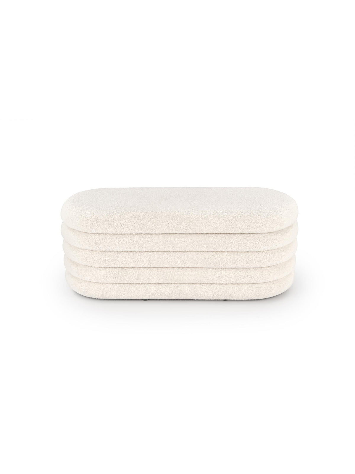 Nerossa 105 cm-es krémszínű boucle kárpitozott puff tárolóval