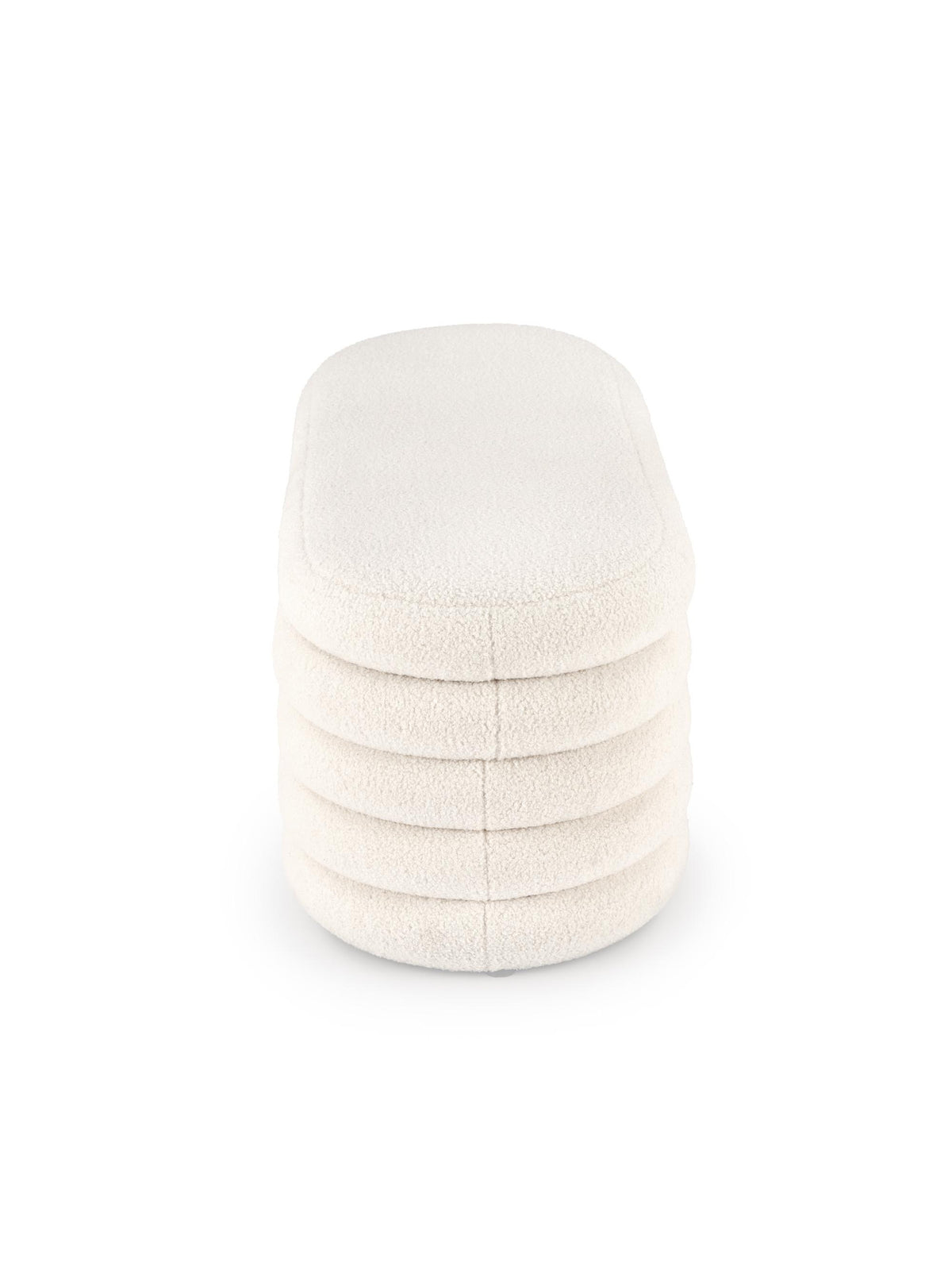 Nerossa 105 cm-es krém boucle kárpitozott puff tárolóval, felülnézet