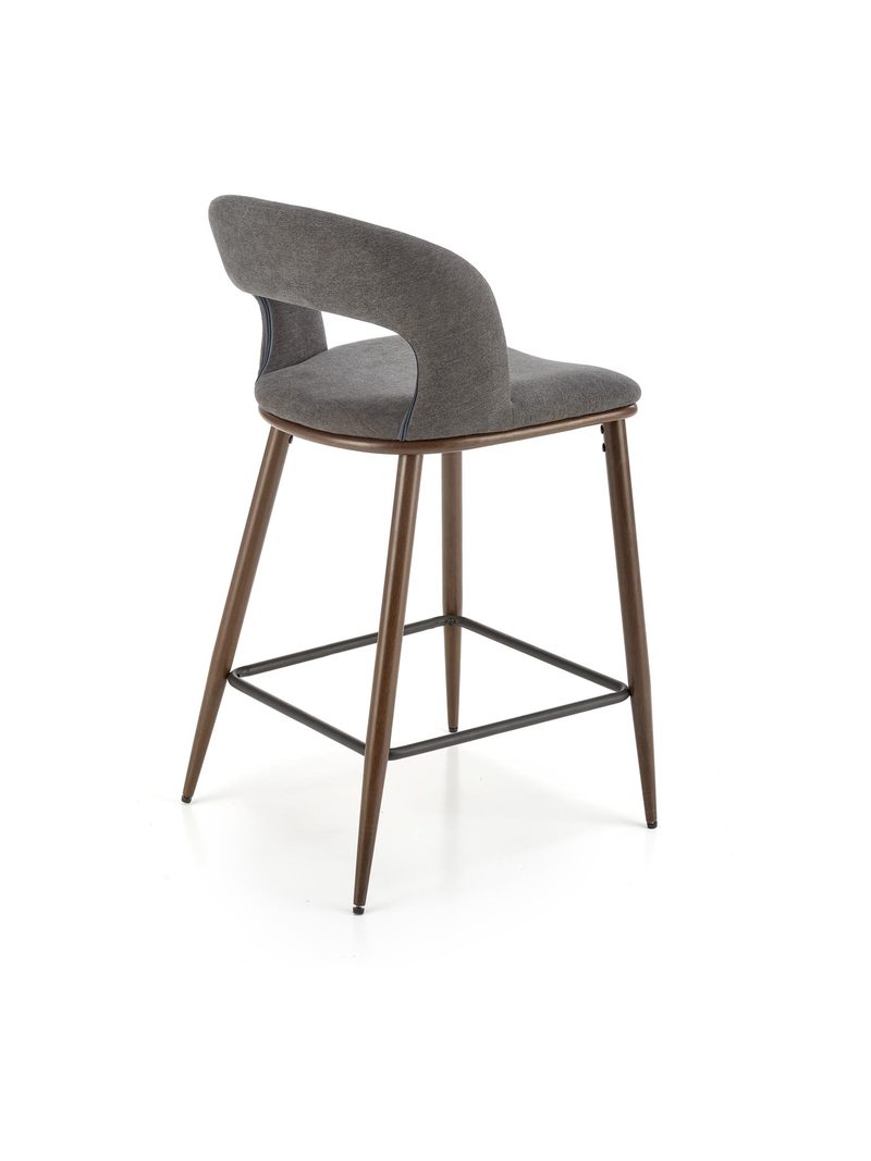 Viresto szürke kárpitozott bárszék fa lábakkal, mid-century modern stílusban