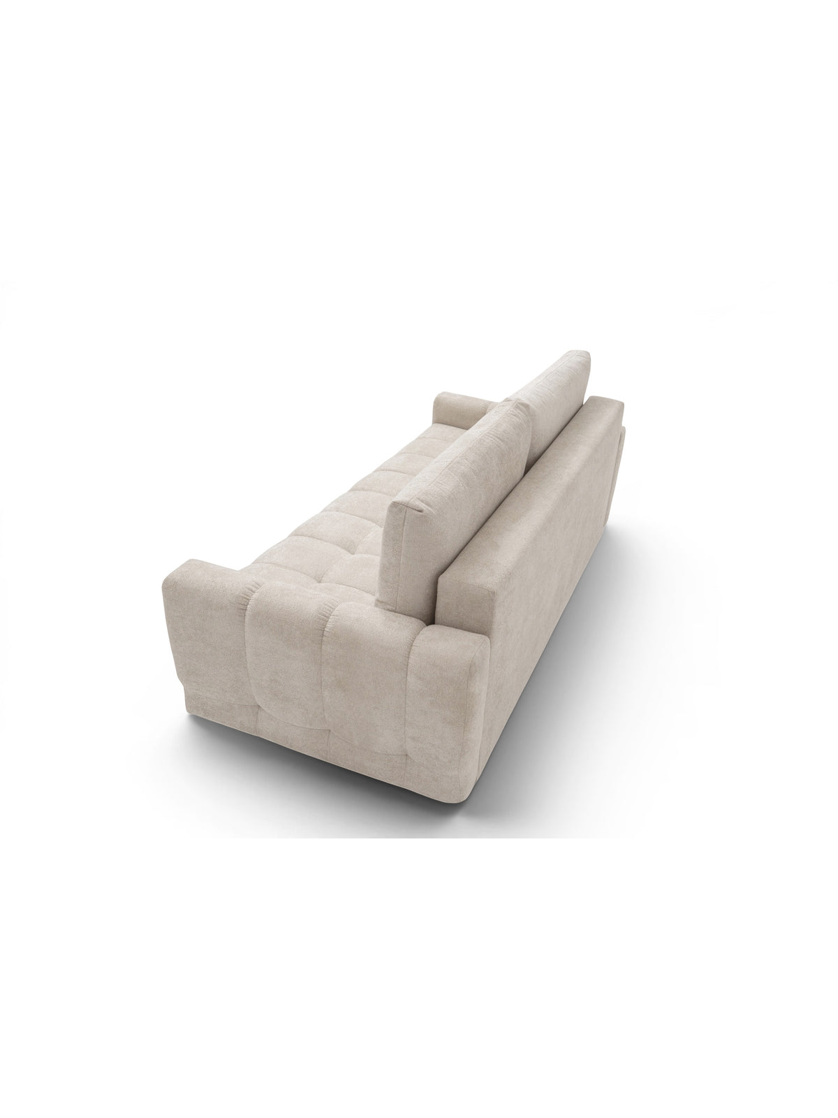 Sorenio kihúzható, steppelt kanapé hátulnézet, fekete lábak