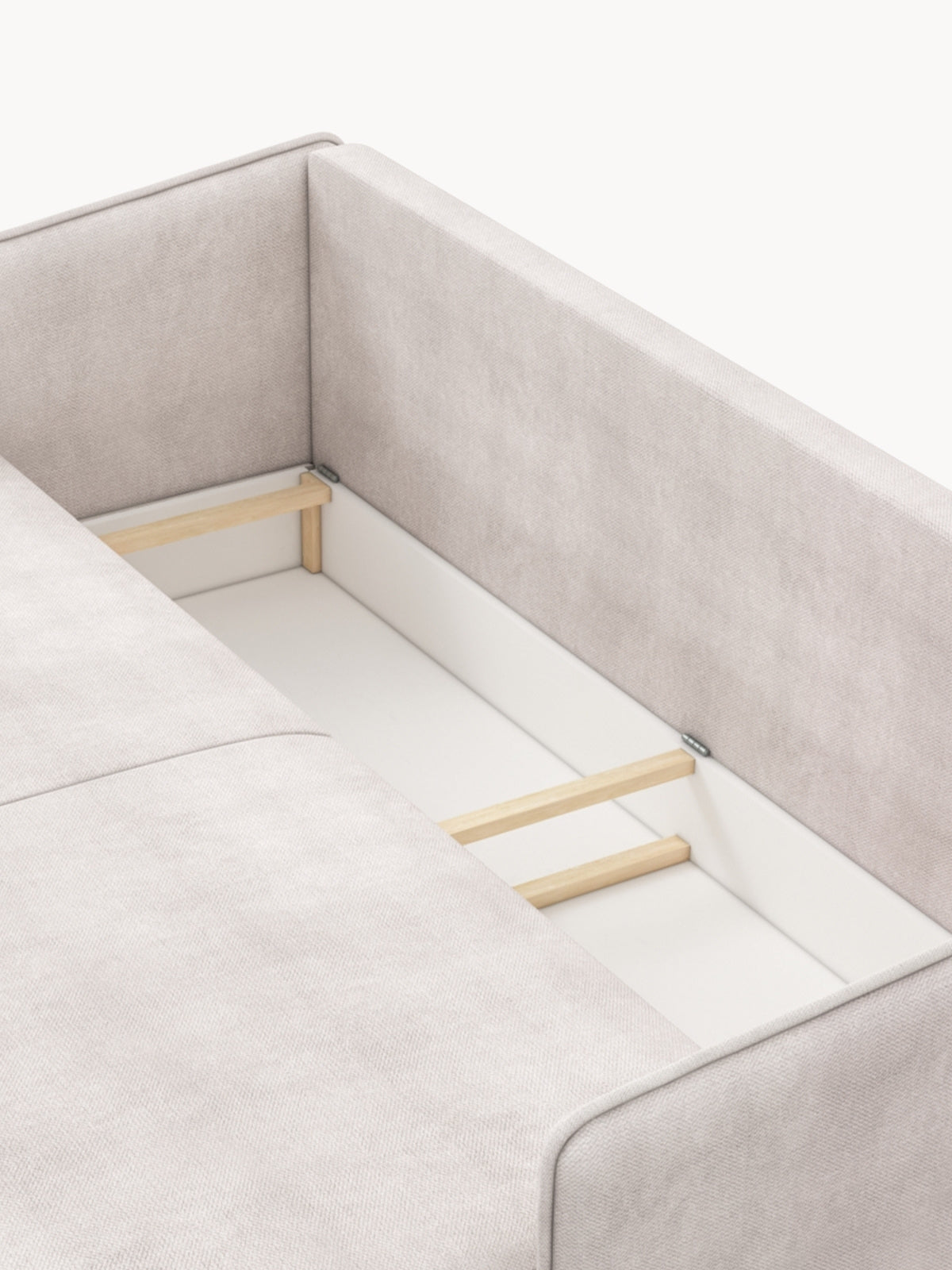 Kanapé z funkcja spania Movani - bezowa plecionka Loft 01 / zlote Lábak