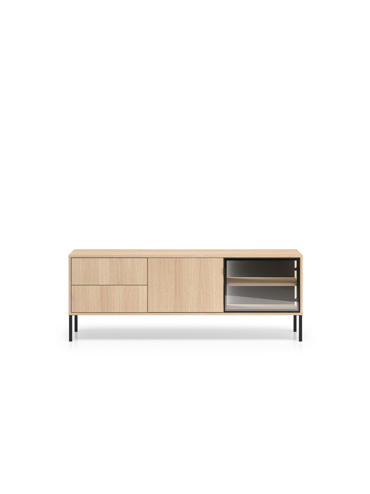 Harmona TV szekrény 160 cm fiókokkal, LED világítással, lindberg tölgy fronttal
