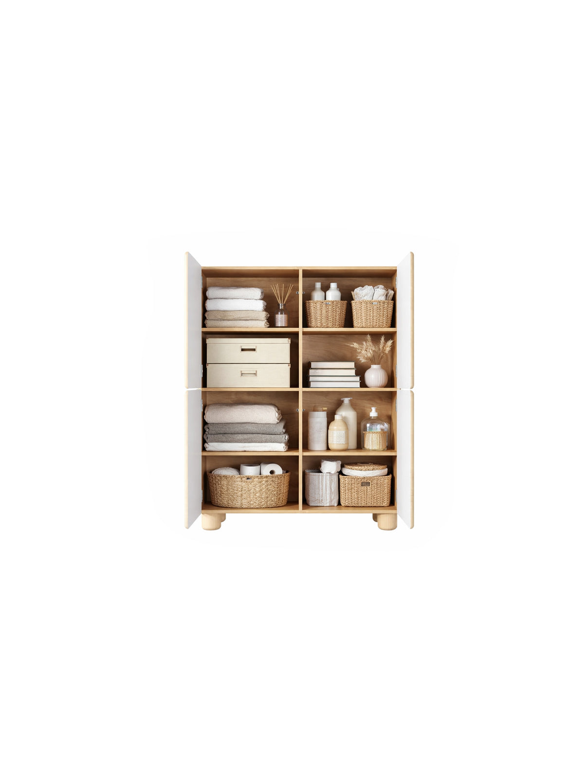 Arlo magas komód 100 cm négyajtós matt dąb vicenza fa, polcokkal
