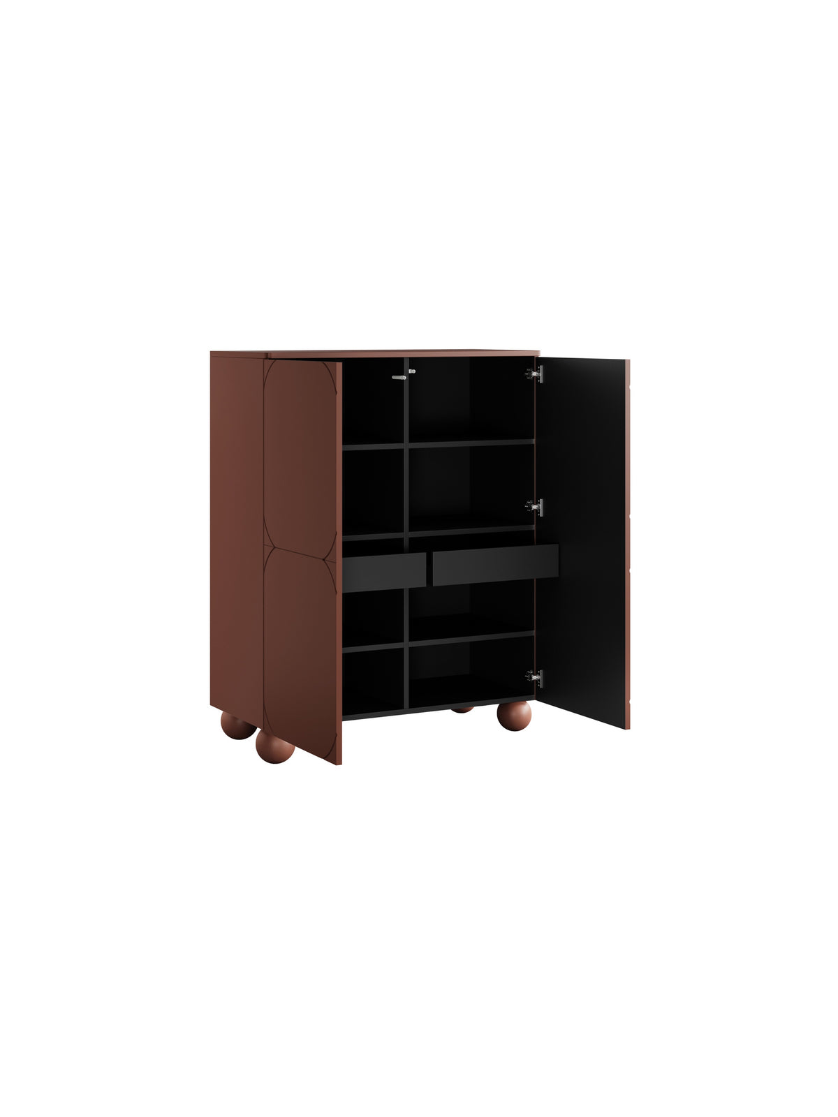 Komod magas Sonatia II 120 cm z dwoma ukrytymi fiokok - burgund
