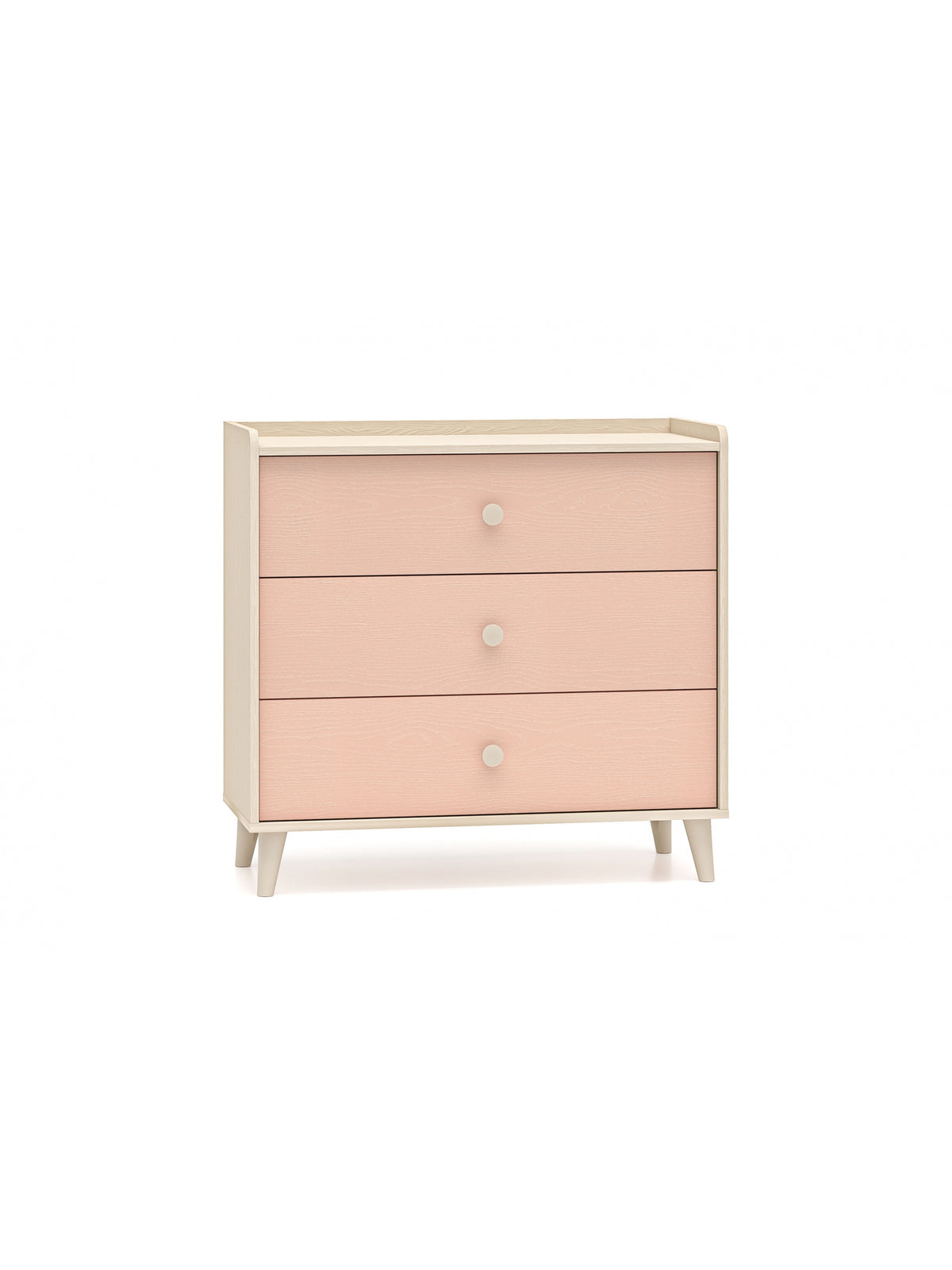 Marla 90 cm-es gyerekkomód három millenial pink fiókkal, homokszínű lábakkal