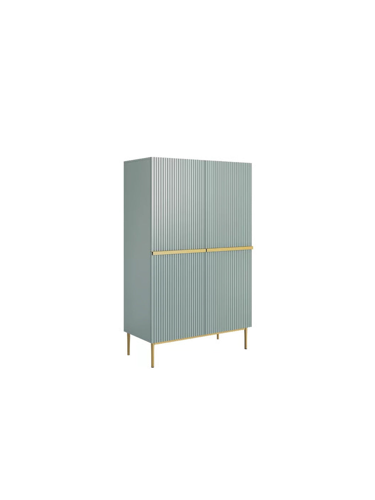kredenc Nicole z metalowymi uchwytami i nogami 100 cm - szalwia / zlote nozki - Limitowana oferta