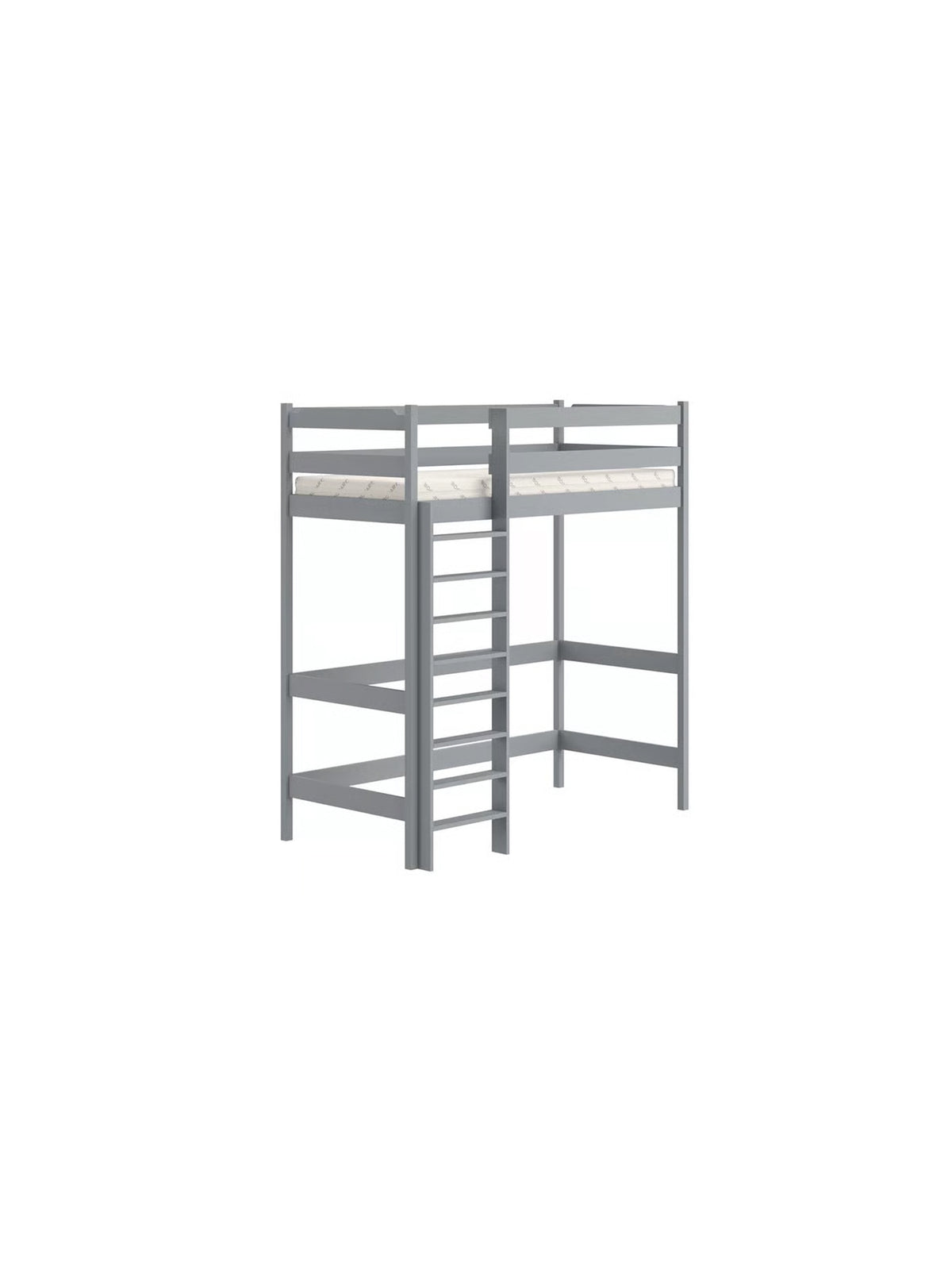 Łóżko dziecięce Samio 80x180 antresola szare, drewniane, z drabinką z przodu