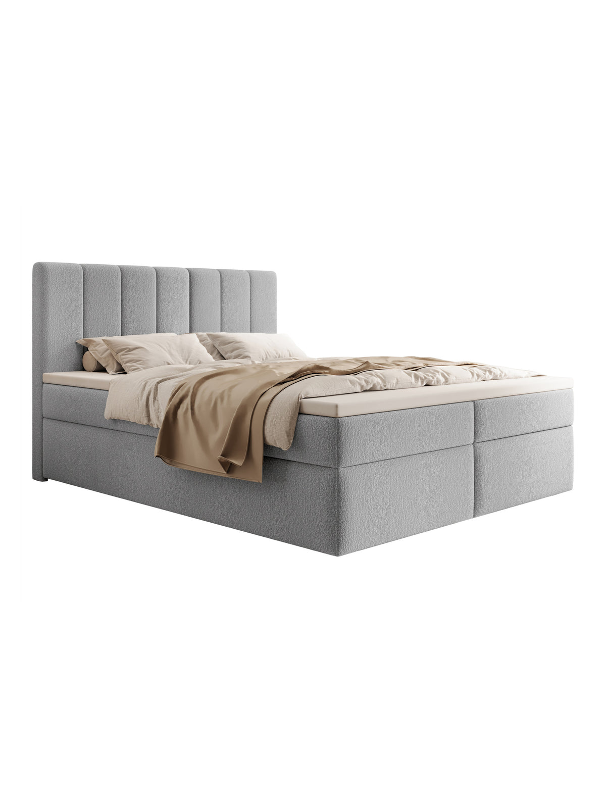 Mareli 160x200 kontinenságy szürke boucle anyaggal, tárolódobozokkal