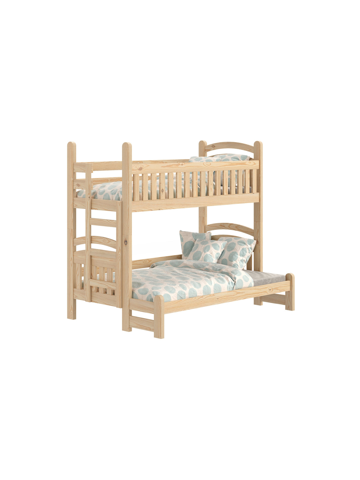 Łóżko piętrowe Amely Maxi 80x200/140x200 lewostronne sosna, dwie szuflady, brązowe drewno