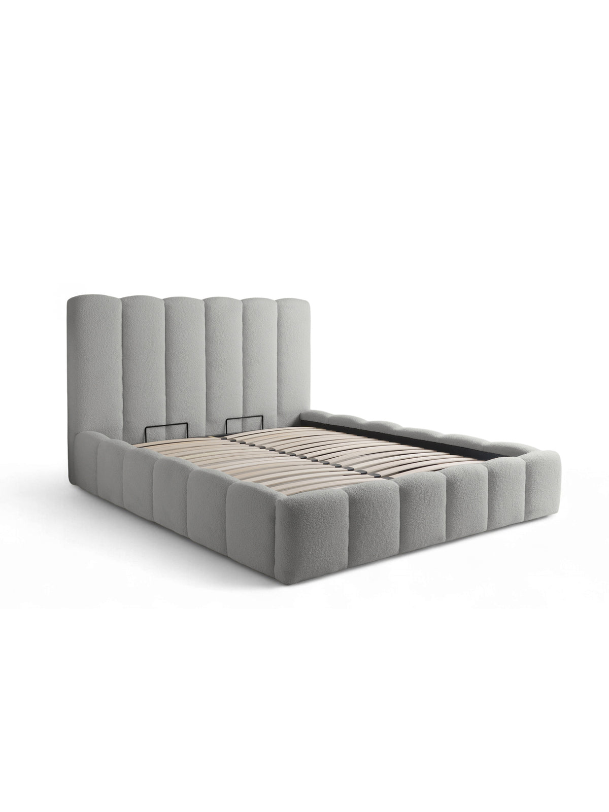 Aura 180x200 szürke boucle kárpitozott ágy tárolóval