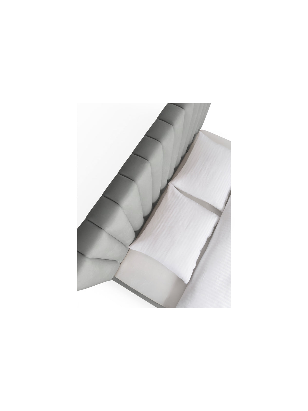 Livani 160x200 szürke Velluto 16 bársony ágykárpit, fejtámla részlet