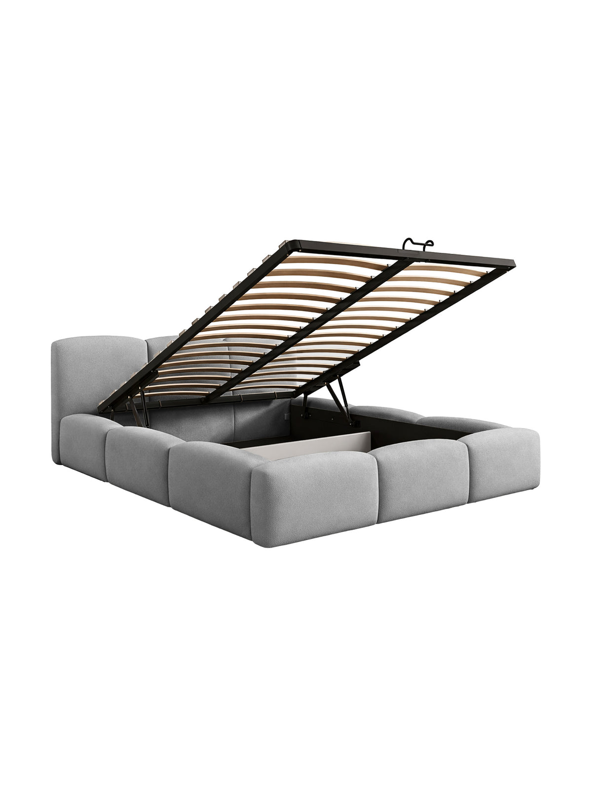 Marios 160x200 kárpitozott ágy szürke bársony tárolóval és gázrugós emelővel
