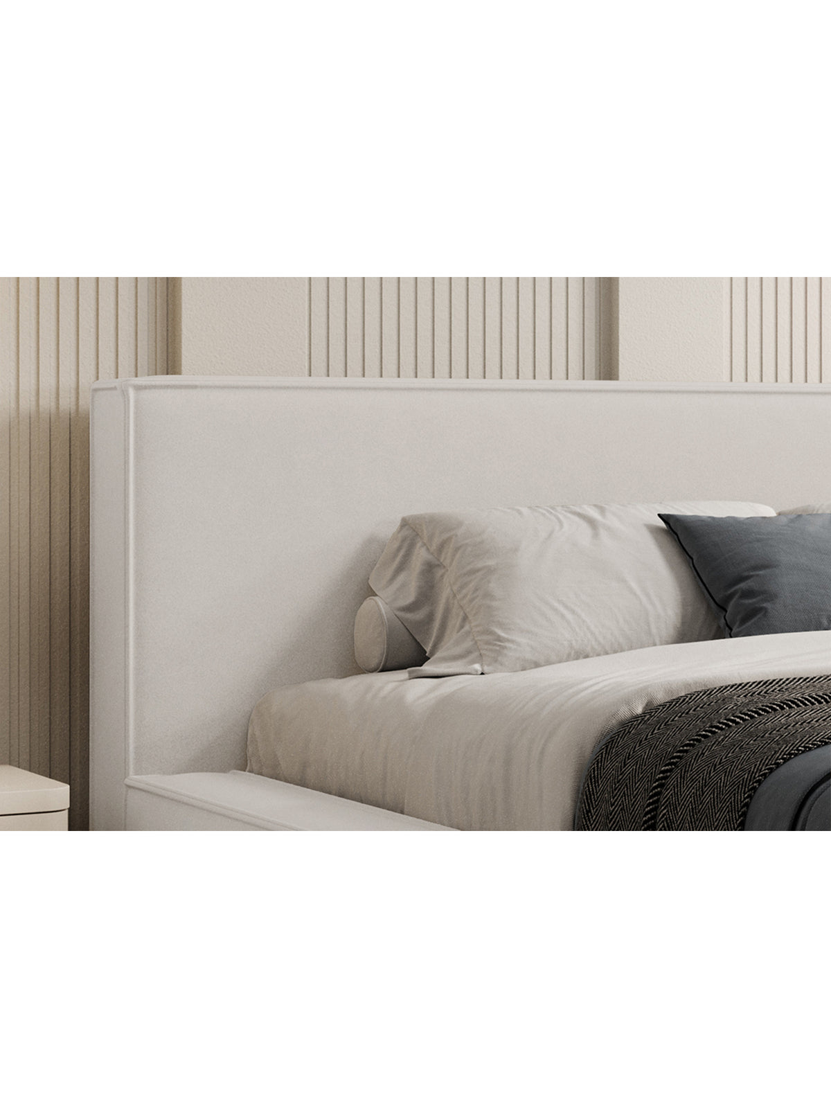 Nirello kárpitozott ágy 160x200 világos bézs Castel 03 bársony tárolóval