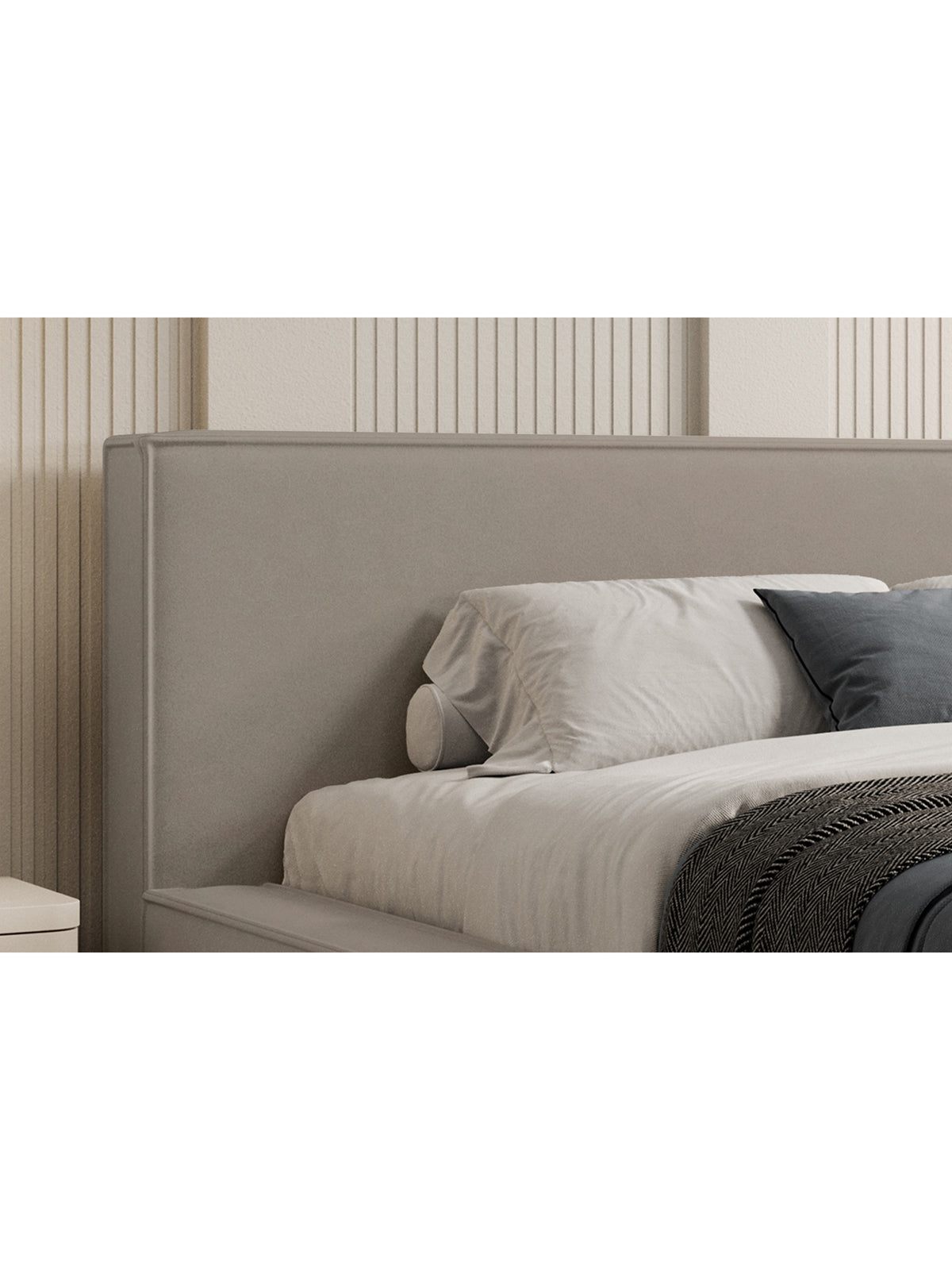 Nirello 180x200 kárpitozott ágy bézs Castel 15 bársony magas fejtámlával