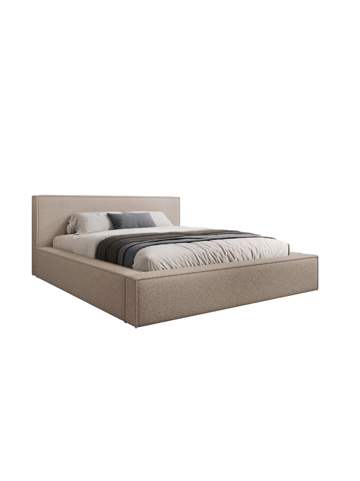 Nirello 180x200 kárpitozott ágy tárolóval, sötét bézs Quelle 05 boucle anyagból