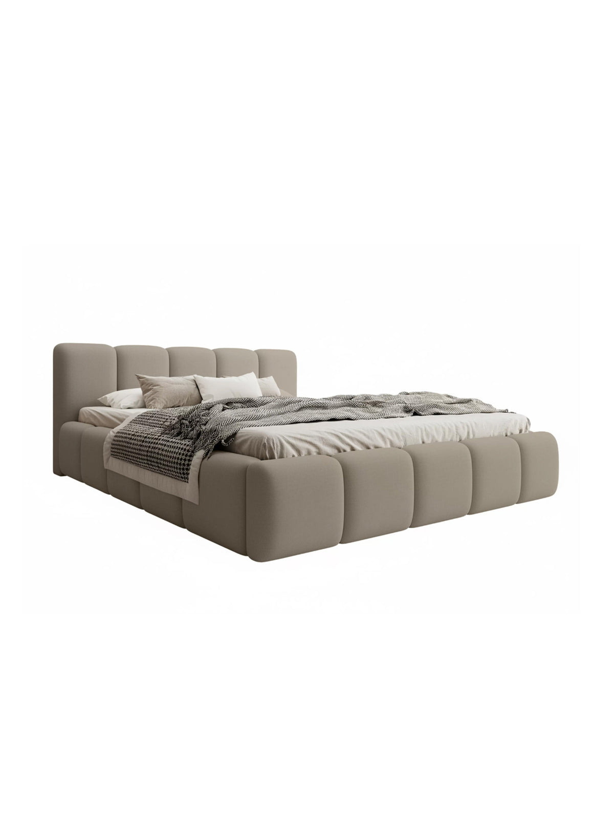 Tesia 180x200 bézs Castel 15 bársonyos kárpitozott ágy tárolóval, elölnézeti kép