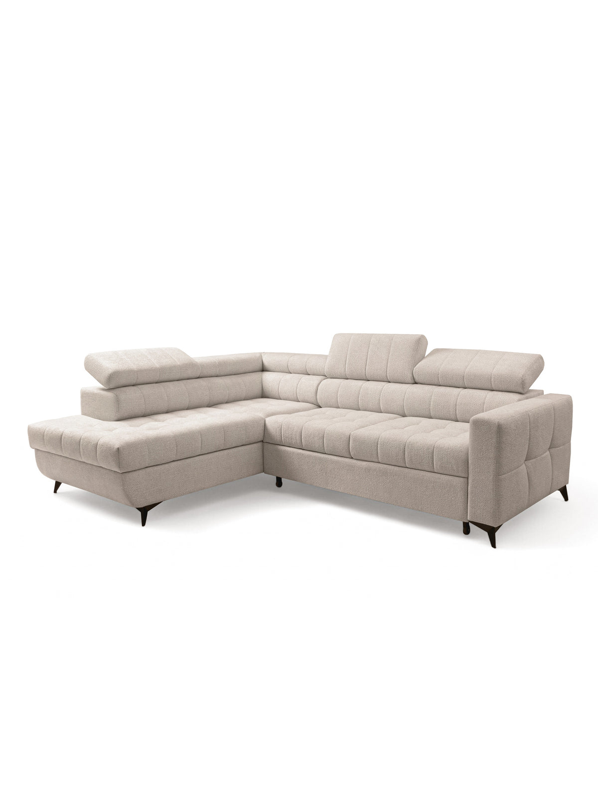 Naroznik Nardo L z funkcja spania bal oldali - bézs chenille Perfect harmony 07
