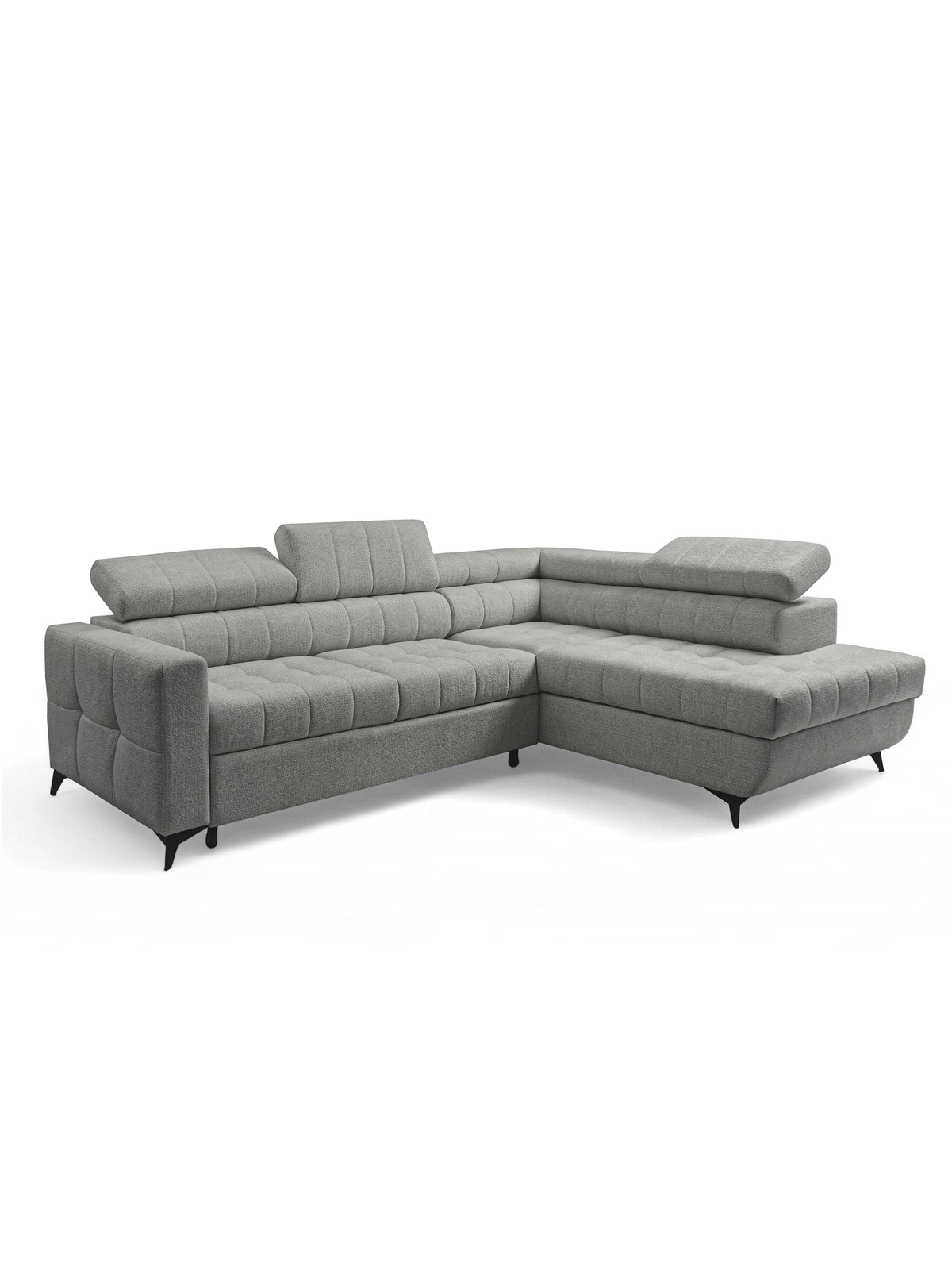 Naroznik Nardo L z funkcja spania jobb oldali - szürke chenille Perfect harmony 85