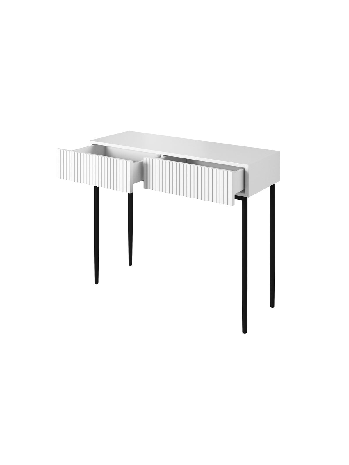 modern íroasztal Nicole fiokokkal 100 cm - matt fehér / fekete lábak