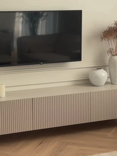 Szafka RTV Nicole 200 cm wisząca z szufladą - kaszmir mat