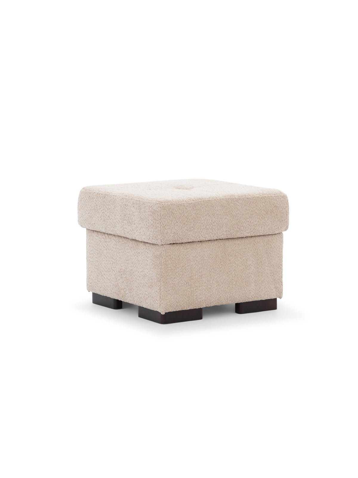 Modeno/Taremo Mini bézs kárpitozott puff, wenge színű lábakkal, elölnézet