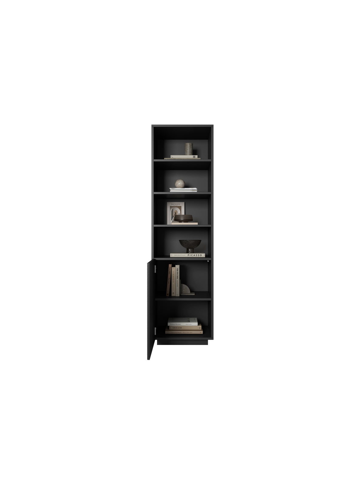 Regal Asha 50 cm z ryflowanym frontem - matt fekete