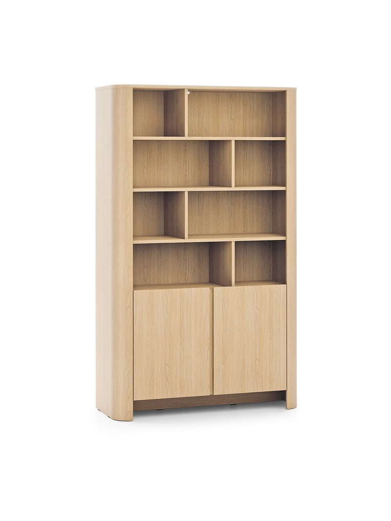 Sorrenti 103 cm-es kétszárnyú polcos szekrény vicenza tölgy színben, 5 polccal
