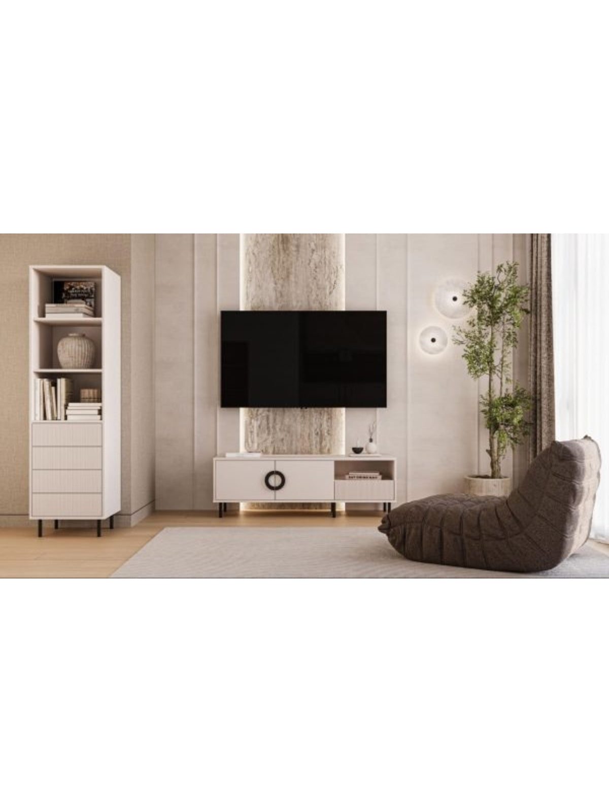 Regal magas Nubo 53 cm fiokokkal - kasmír / fekete Lábak
