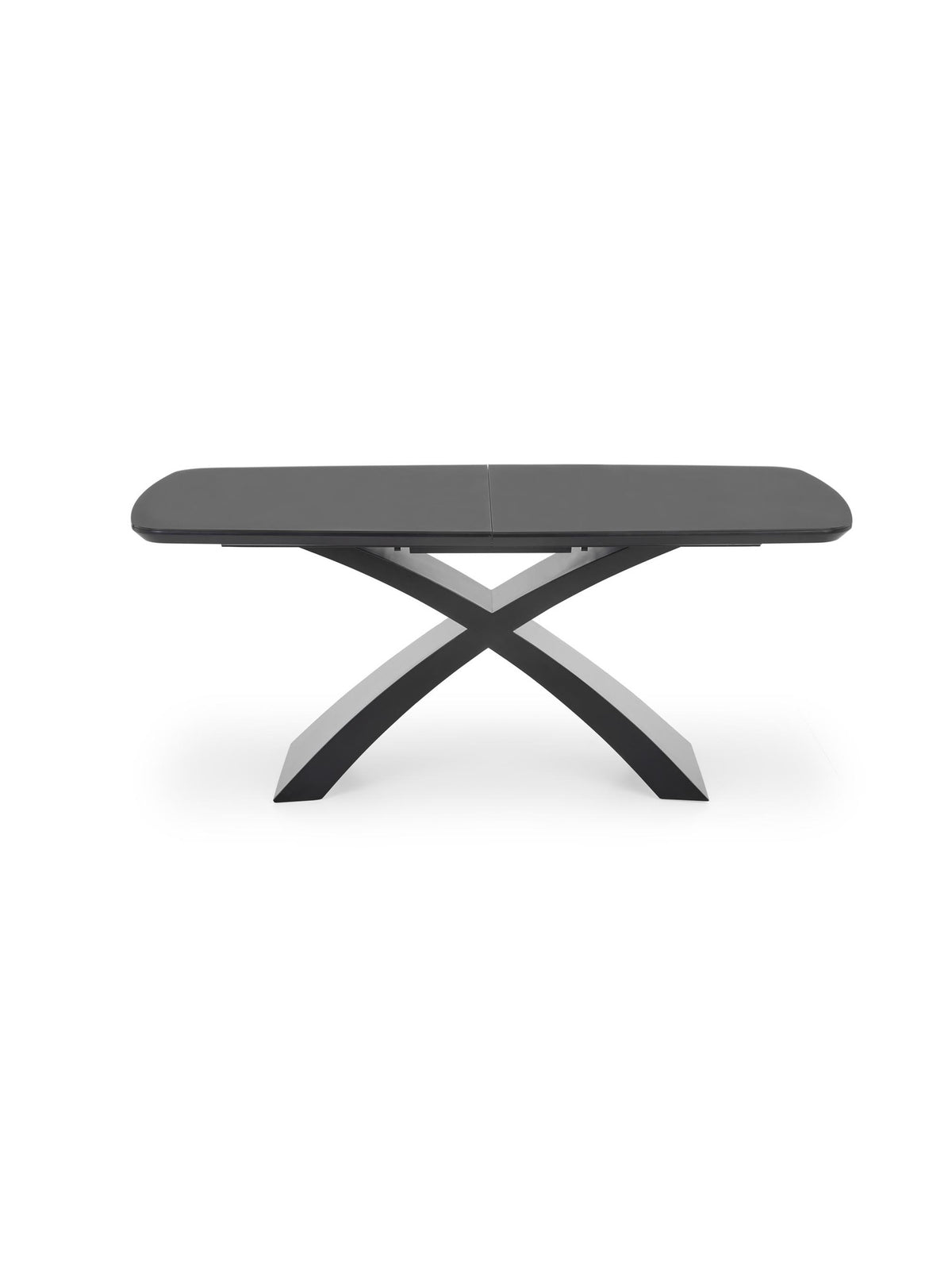 Virello kihajtható asztal 180-220x89 cm sötétszürke fekete lábakkal, oldalnézet
