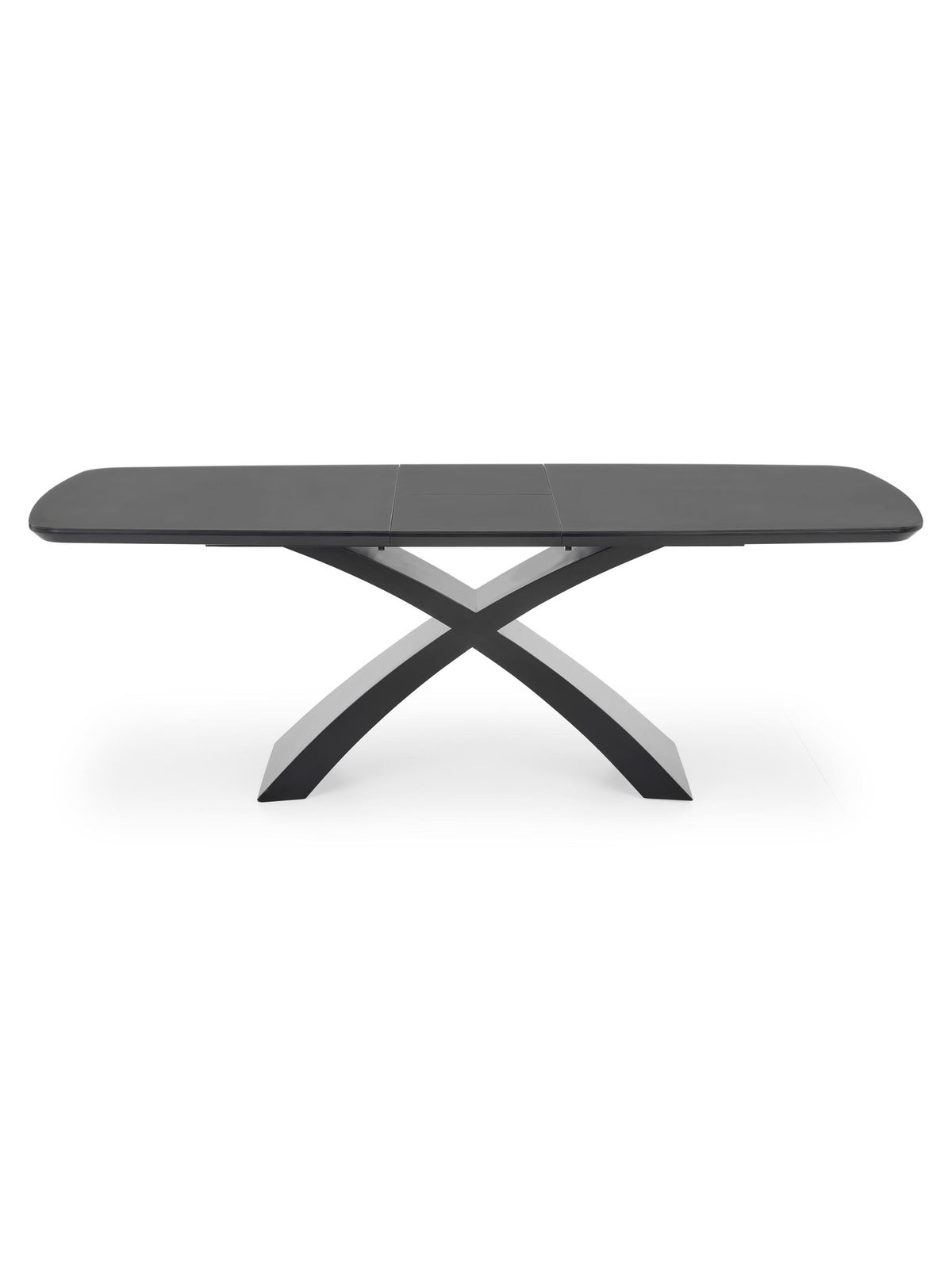 Virello 180-220x89 cm kihúzható asztal fekete színben, s sötét hamuszürke lappal és kereszt alakú lábakkal