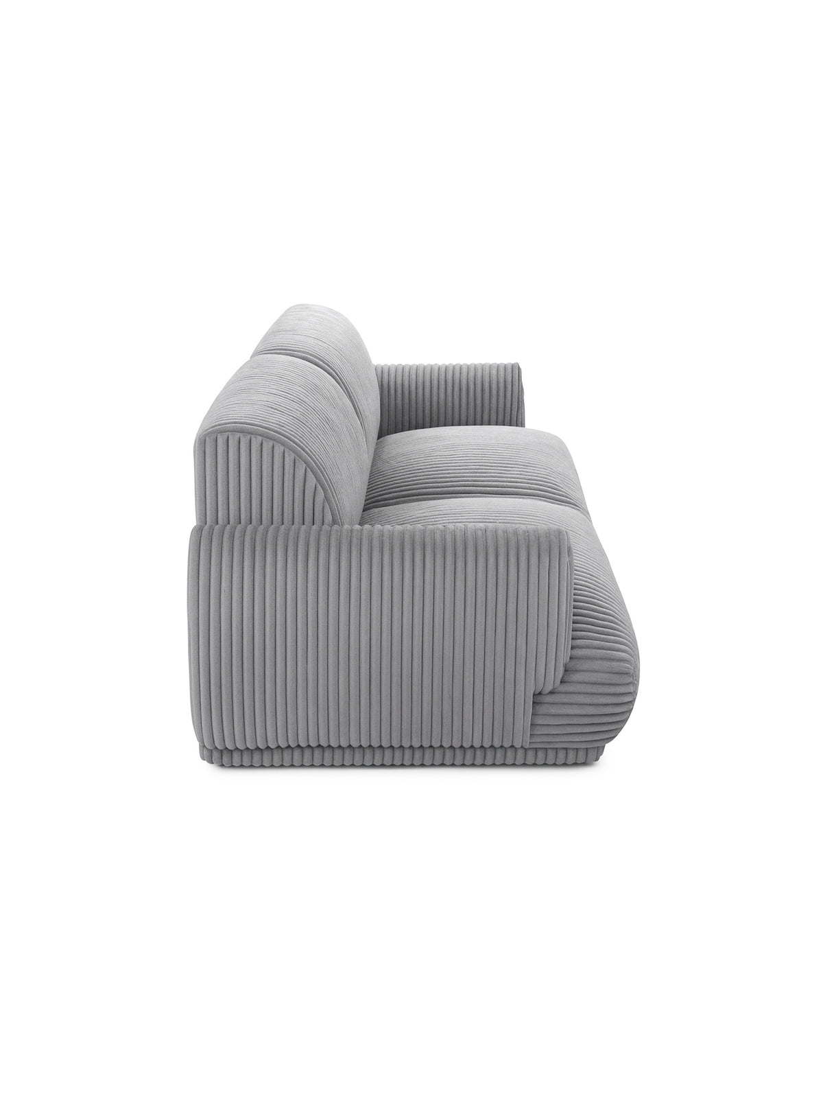 Sofa Cubero szary plusz Tilia 90 widok z boku z profilowanymi bokami