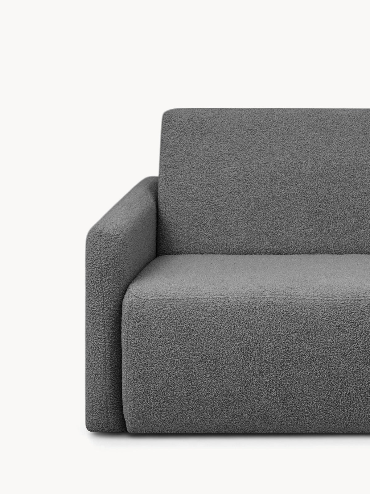 Sofa rozkładana Nido trzyosobowa szara boucle widok narożnika