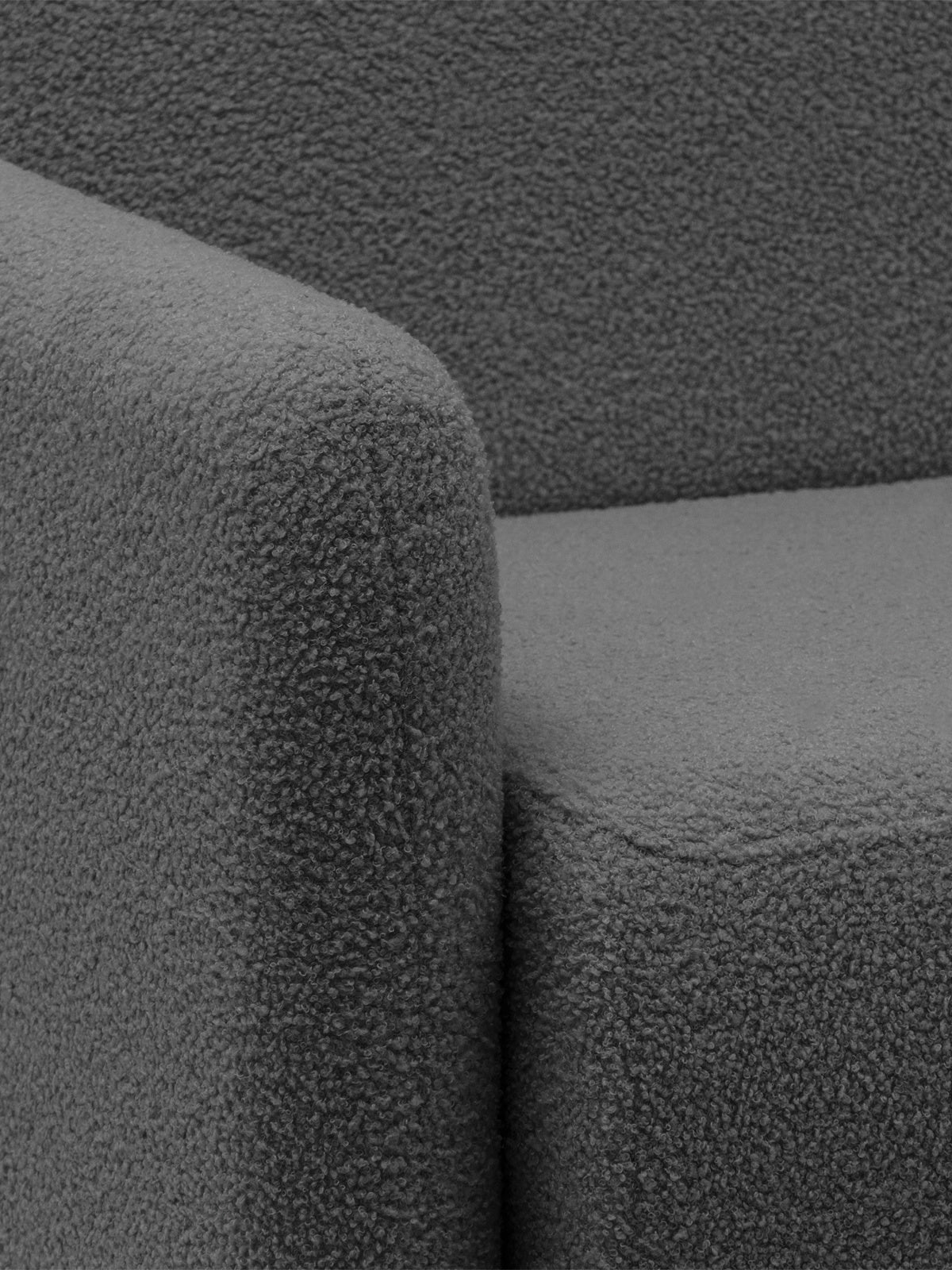 Sofa rozkładana Nido 140 cm, szara boucle, widok narożnika