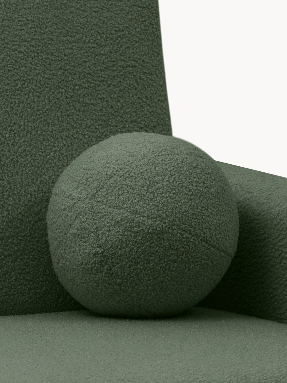 Sofa rozkładana Nido trzyosobowa 140 cm zielona boucle, detal poduszki