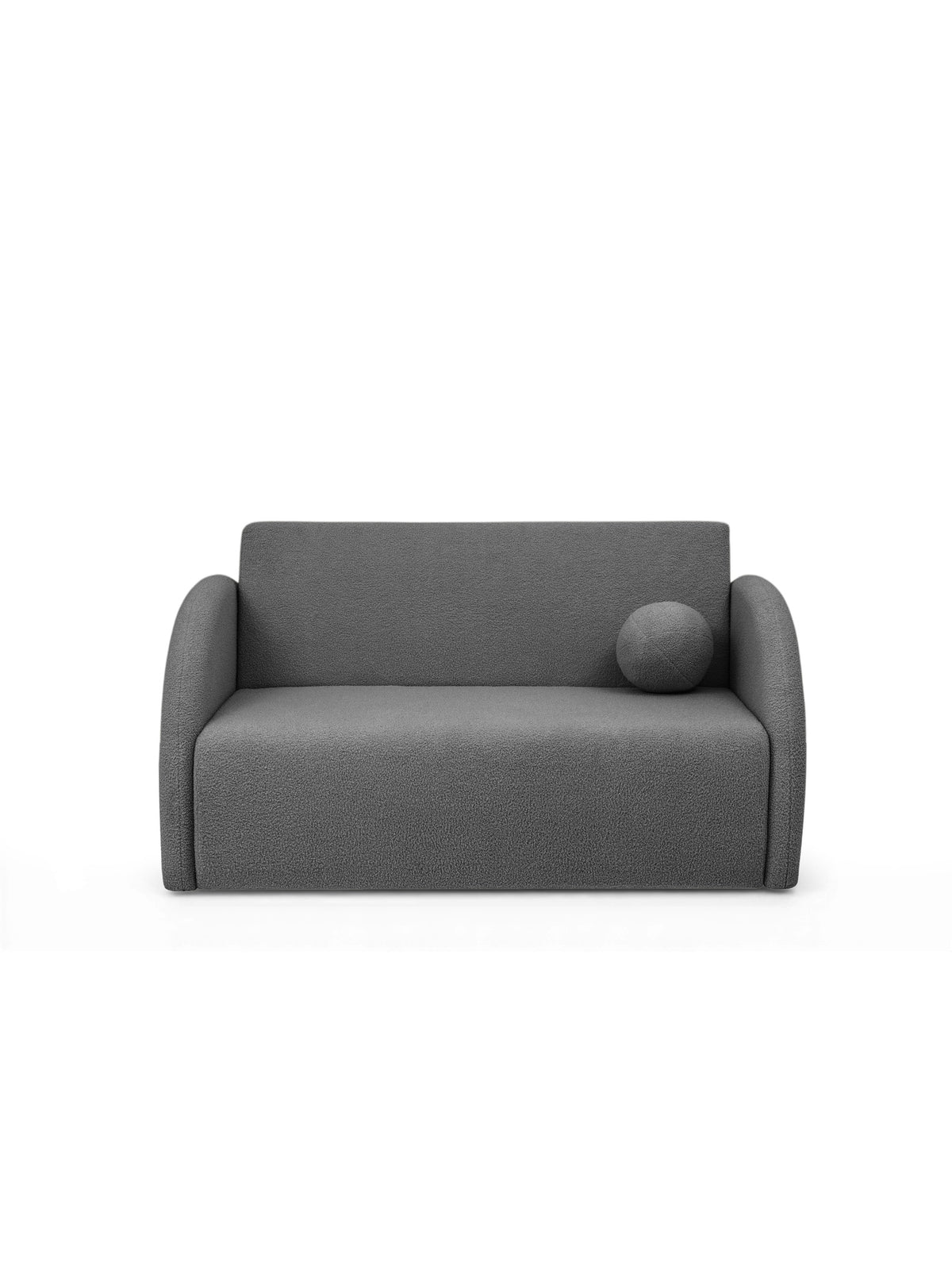 Nubi kétszemélyes 120 cm-es kihúzható kanapé szürke boucle anyaggal, párnával