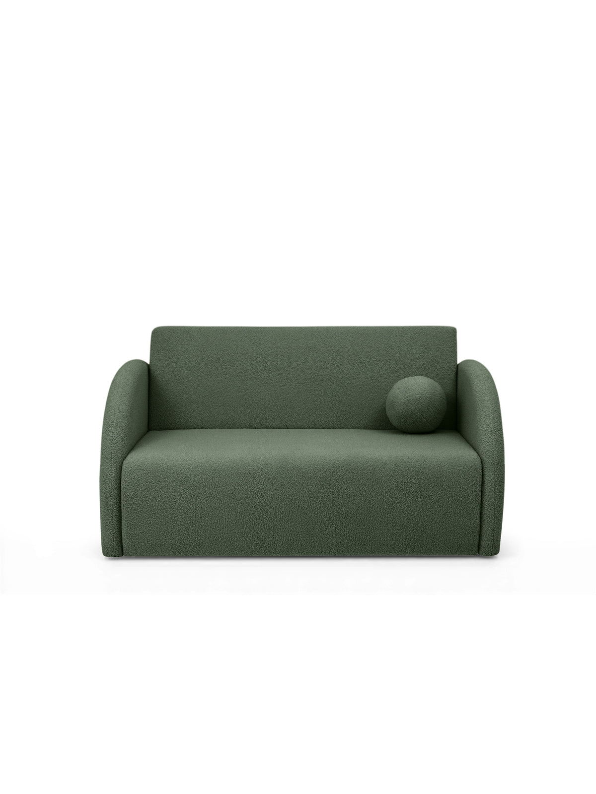 Nubi kétszemélyes 120 cm-es kihúzható zöld boucle kanapé párnával