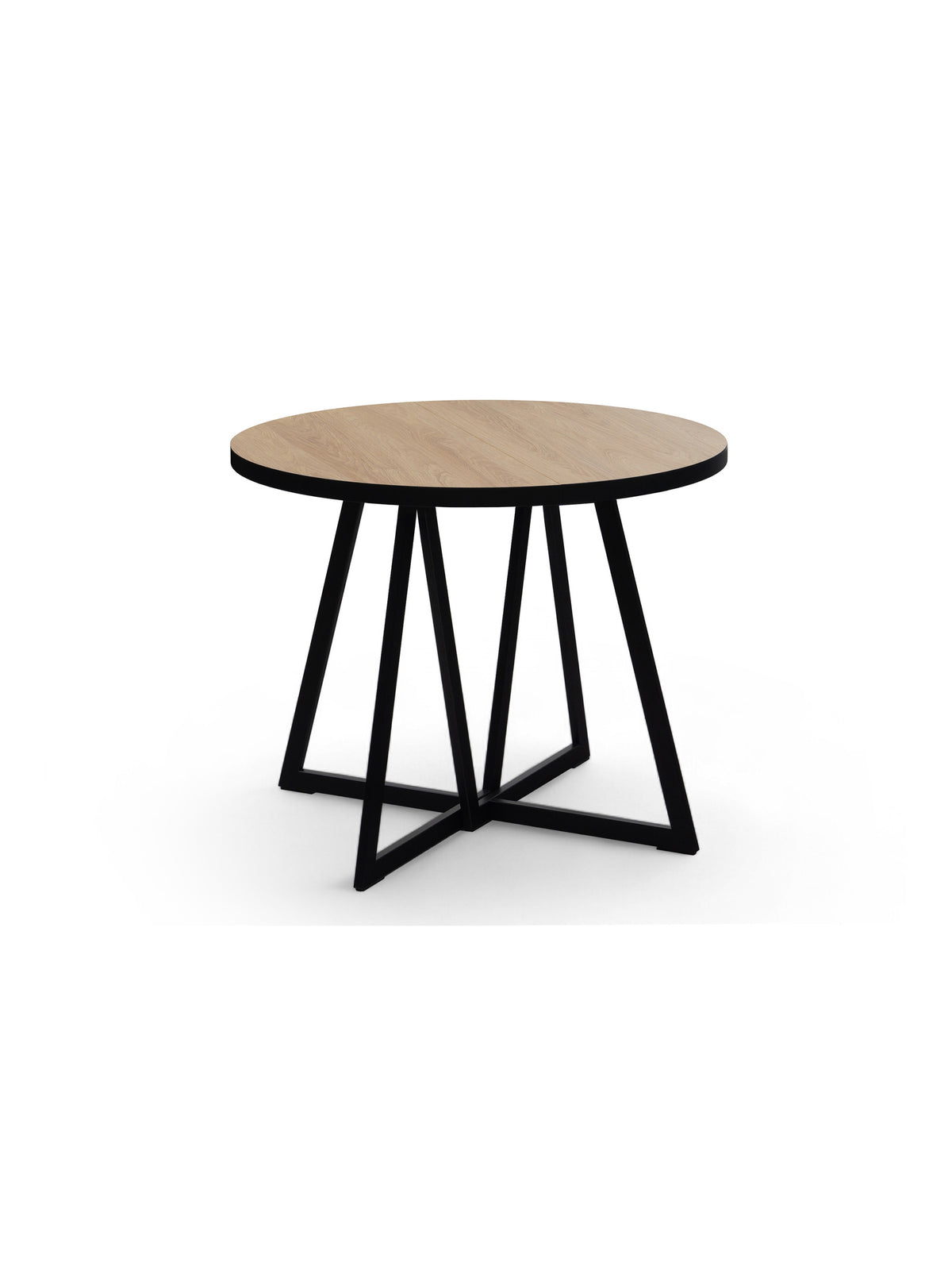 Stół okrągły Cedrus Linear 105 cm rozkładany loftowy dąb hikora czarny stelaż