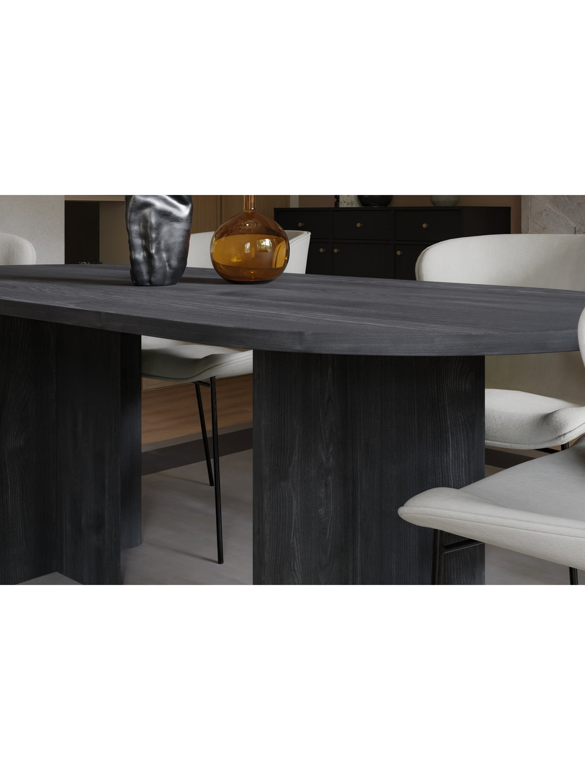Stół owalny Aurelium 204x90 cm czarny, blat i nogi z płyty laminowanej