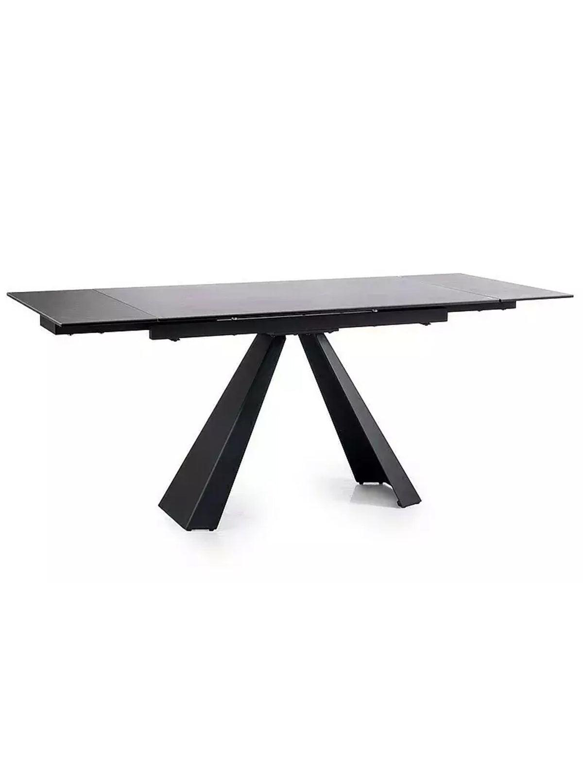 Stół rozkładany Zanivo 120-180x80 cm z ceramicznym blatem ciemno szary marmur na czarnych nogach