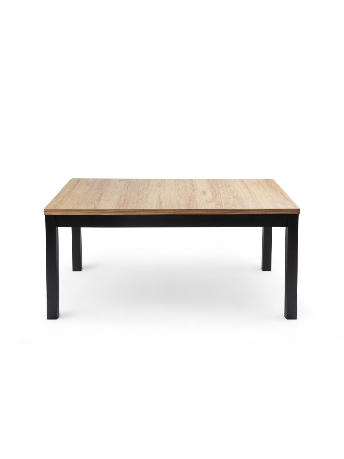 Werona 140-220x80 cm-es kihúzható asztal ősi tölgy színben, fekete lábakkal, elölnézet