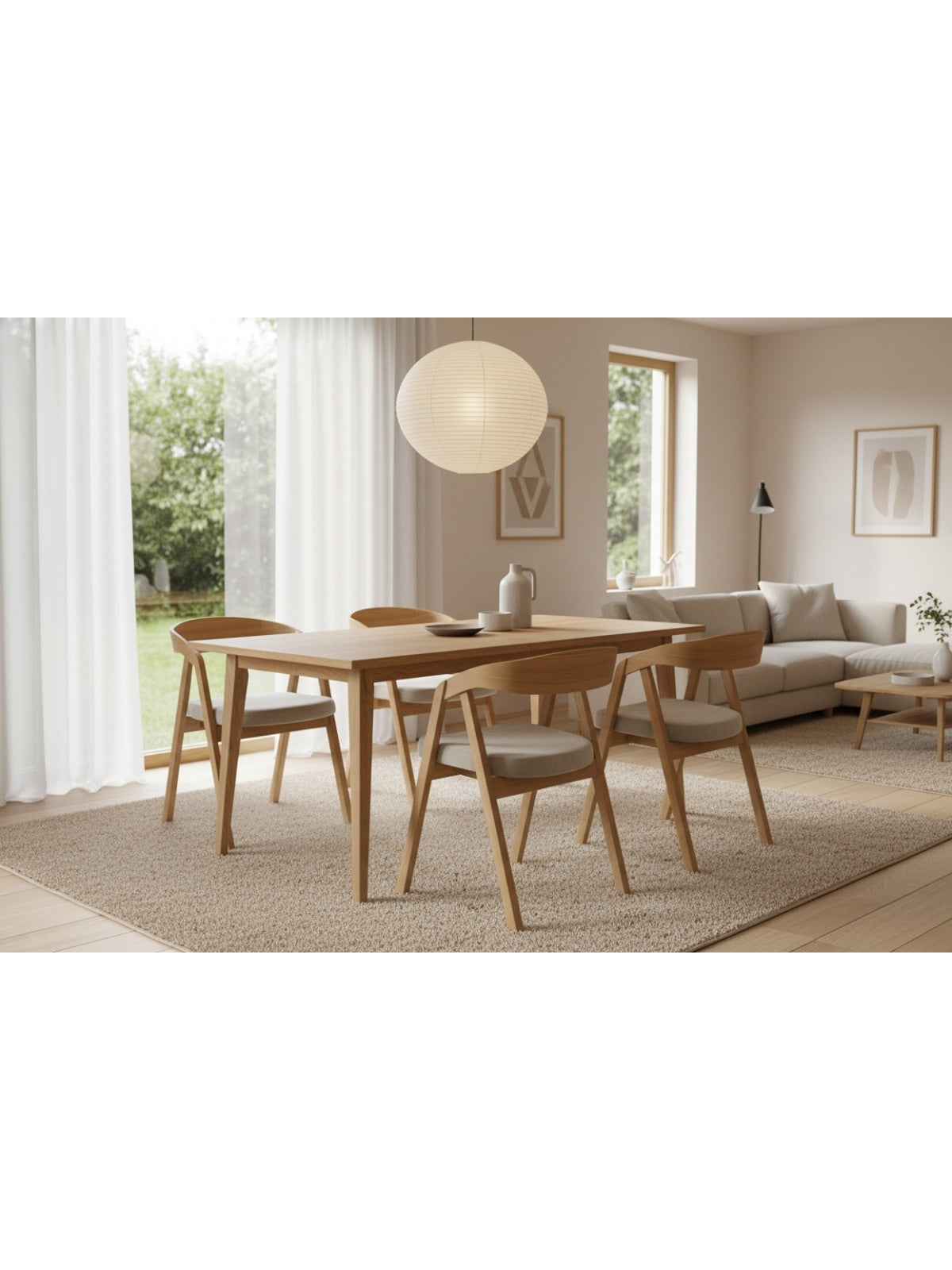 Stół rozkładany Paris brązowy 160-200x90 cm widok z boku w aranżacji jadalni