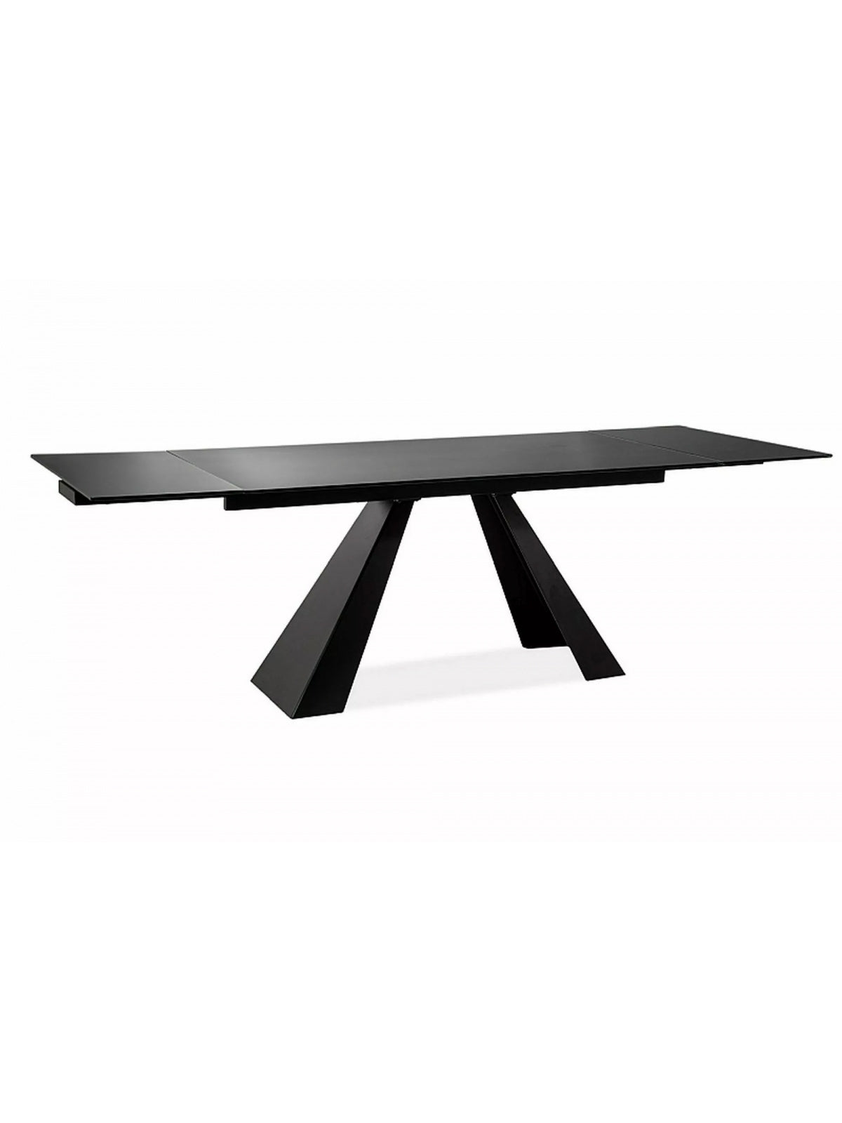 Zanivo 160-240x90 cm fekete matt kinyitható asztal fém lábakkal fehér háttér előtt