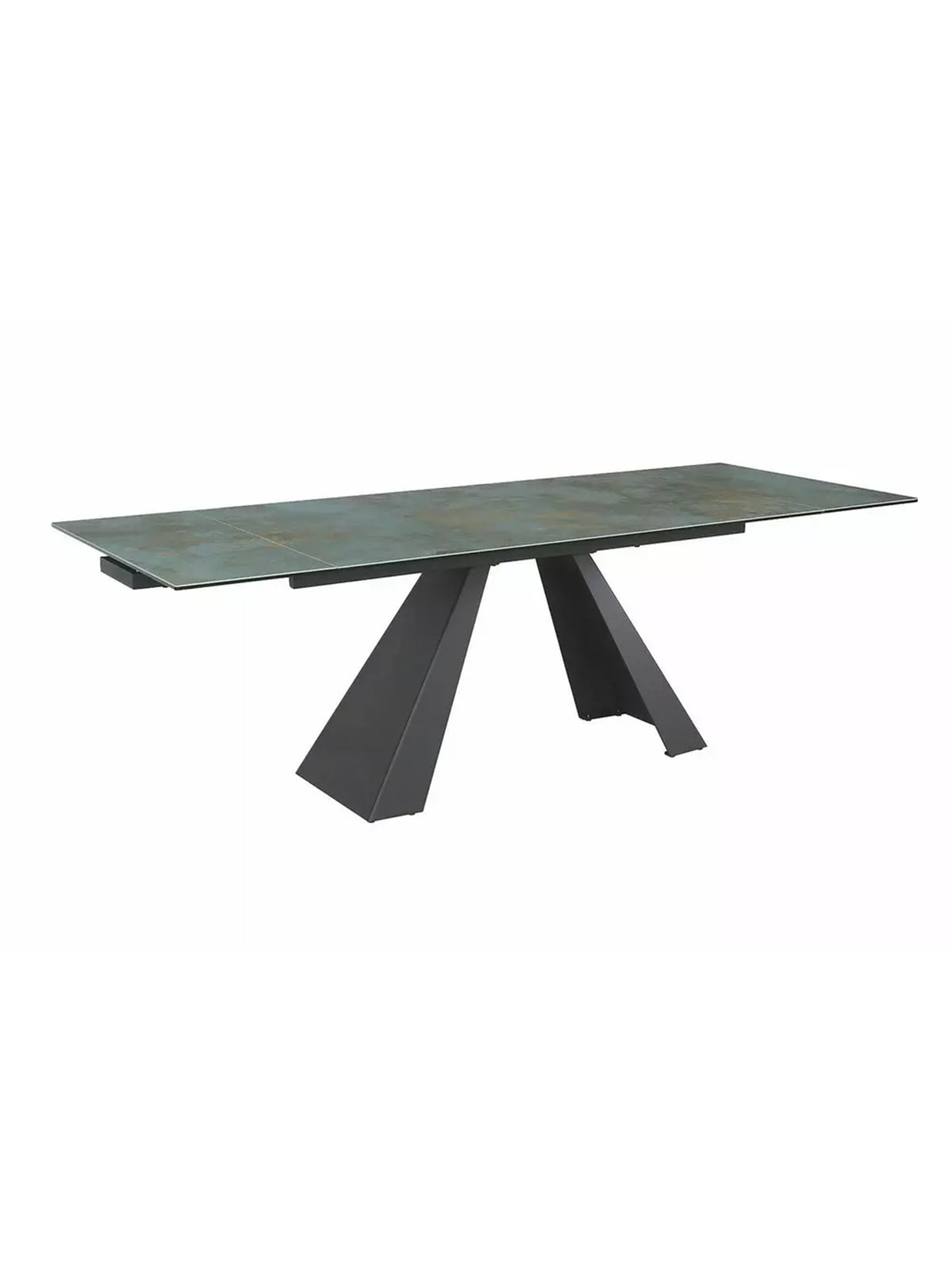 Zanivo 160-240x90 cm kihajtható asztal türkiz kerámia lappal és fekete fém lábakkal